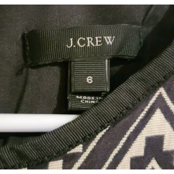 J Crew Sheath Dress Size 6 Aztec Tan Black Tribal Knee Length Boho Zig Zag - Picture 7 of 7